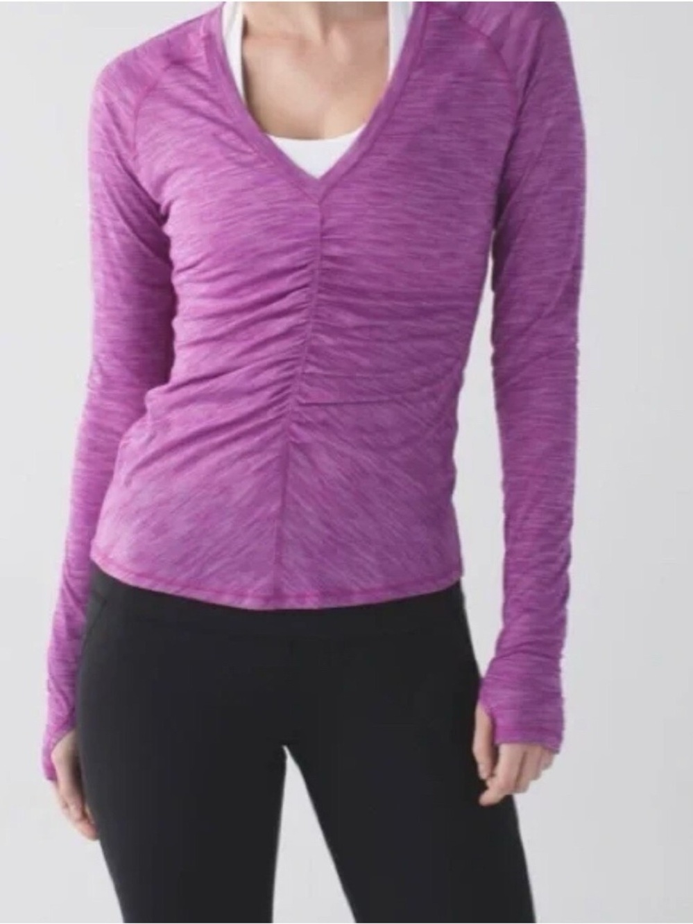 Lululemon Interval Long Sleeve Thumbhole Top Heathered Slate Size 6